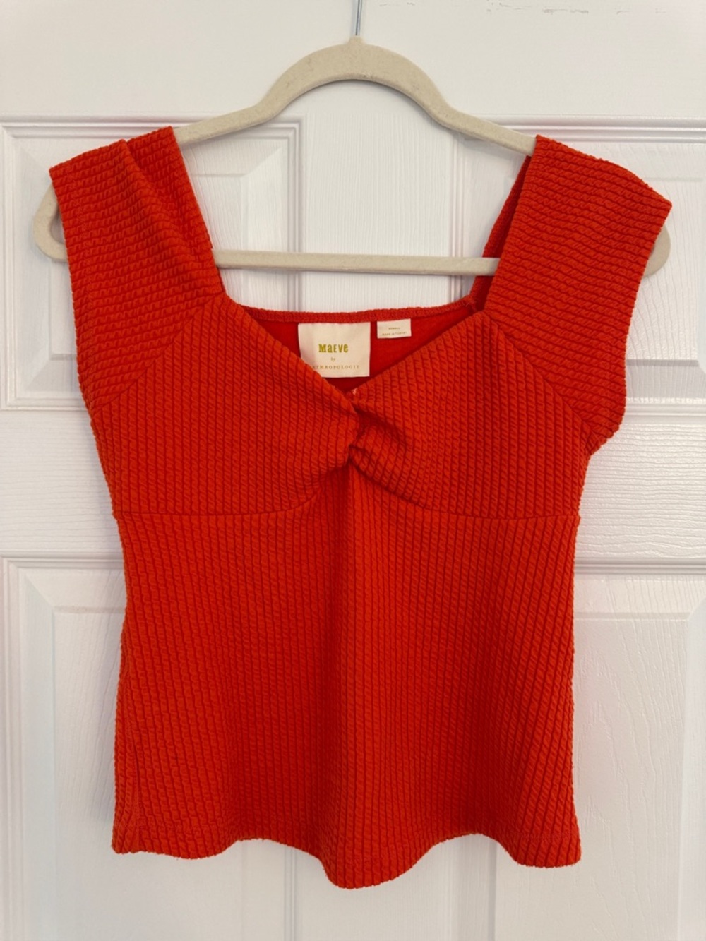 Anthropologie Red Textured Knot-Front Camisole